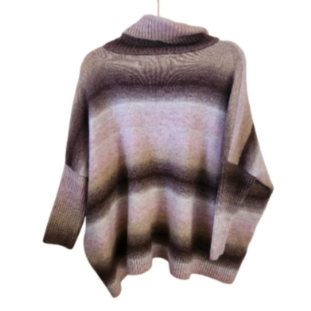 Loft Ombre Turtleneck Poncho Sweater Size L